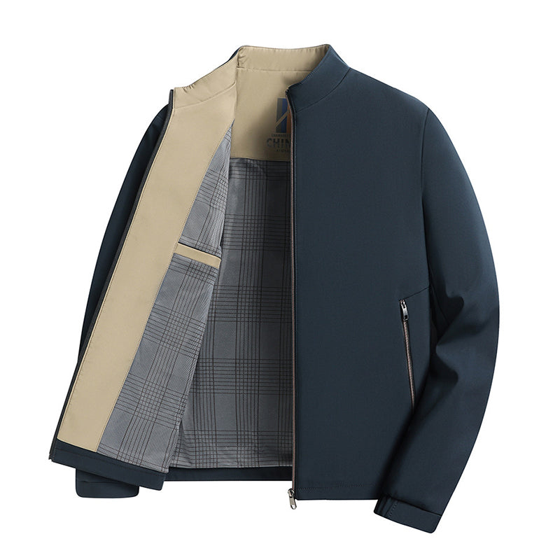 Jachetă casual pentru bărbați, cu guler în picioare, cu fermoar