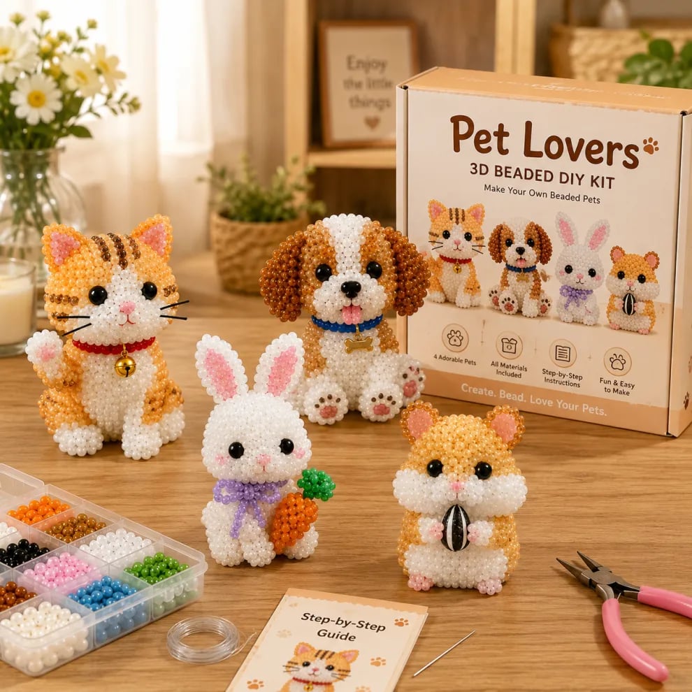 🏆Limited Time Sale 59% OFF🧵✨Petite 3D Beaded Animal Craft Kit