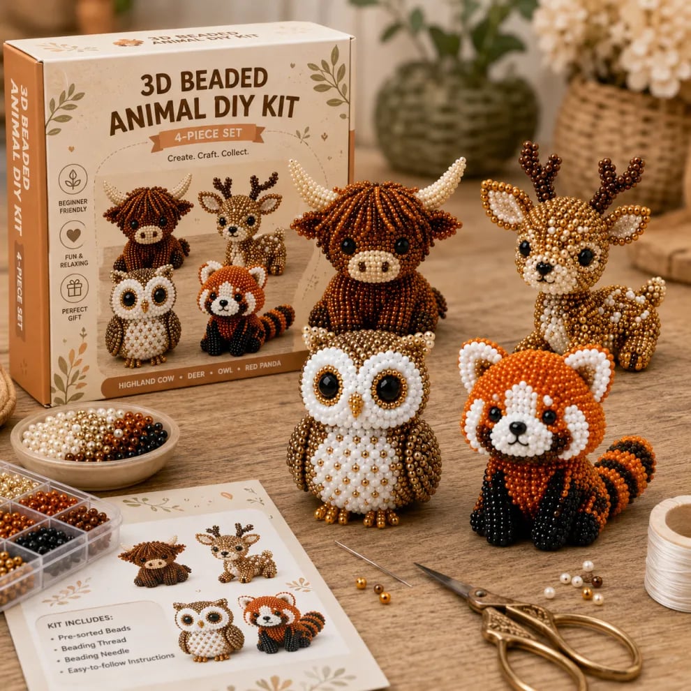 🏆Limited Time Sale 59% OFF🧵✨Petite 3D Beaded Animal Craft Kit