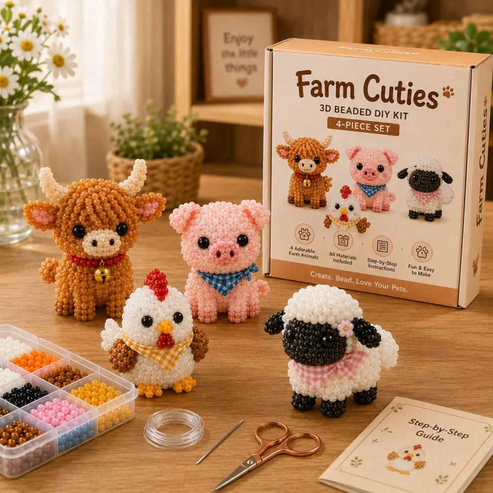 🏆Limited Time Sale 59% OFF🧵✨Petite 3D Beaded Animal Craft Kit