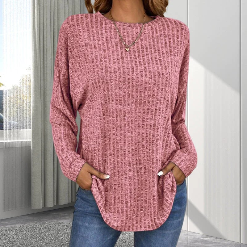 💎50% OFF! 💎 Casual Long-Sleeve Top – Soft Knit, Loose Fit & Versatile Style for All Body Types 🌸🧥