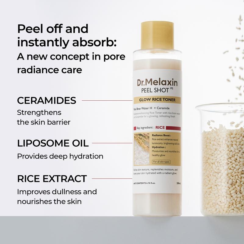 [Dr.Melaxin [Oficial] Peel Shot Glow Rice Toner | Textura pielii, hidratare, calmare | Cosmetice coreene | 6,76 fl.oz.