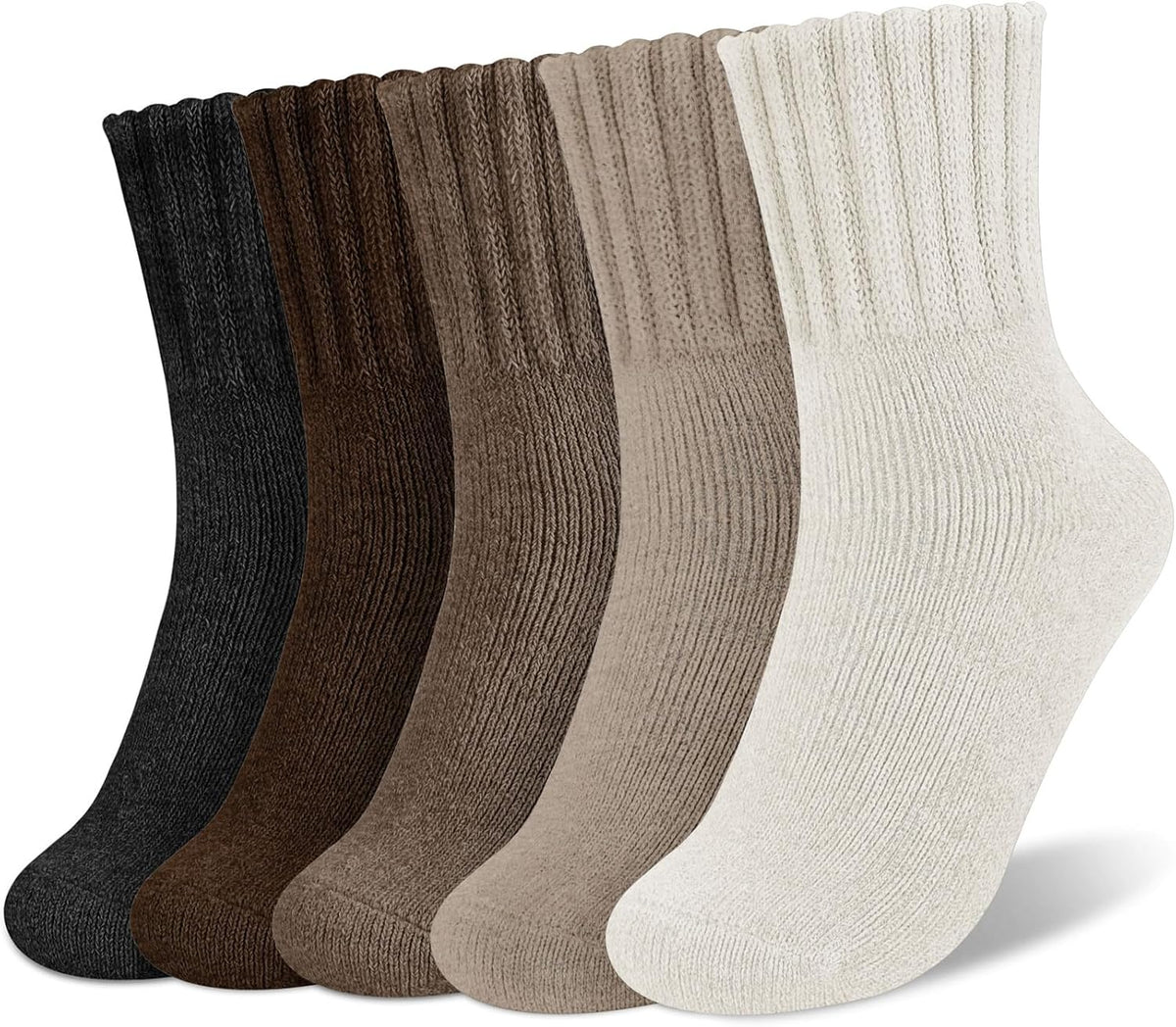 🧦 Cold Feet? Keep Your Toes Cozy All Winter! ❄️ Women's Thick Warm Mid-Calf Socks – 5 Pairs of Ultra-Soft, Skin-Friendly Comfort, Classic Solid Colors & Everyday Warmth for Chilly Days! 💕🎁