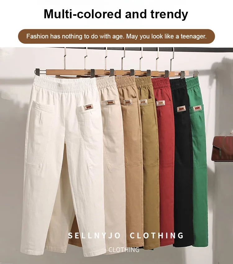 🔥 2026 Fresh Drops | Flat 50% OFF Today! 💸💕Women's Elastic Waist Cotton Pants
