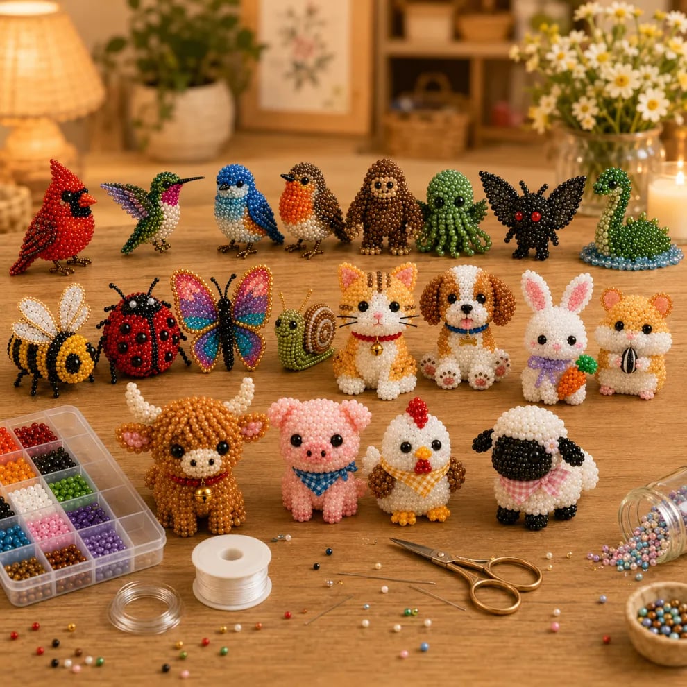 🏆Limited Time Sale 59% OFF🧵✨Petite 3D Beaded Animal Craft Kit