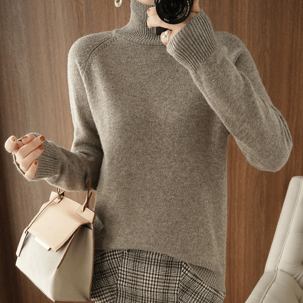 🔥 2026 Fresh Drops | Flat 50% OFF Today! 💸Women's Solid Turtleneck Knit Sweater