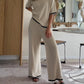 Round Neck Short-sleeve Top Pants Splicing Two-piece Suit