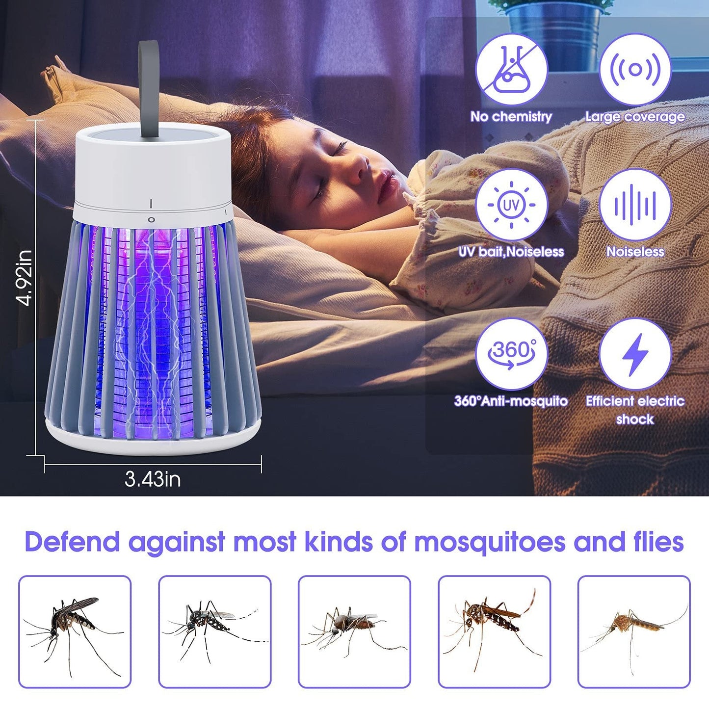 🦟USB/Rechargeable Portable Mosquito & Fly Trap Lamp for Indoor & Outdoor