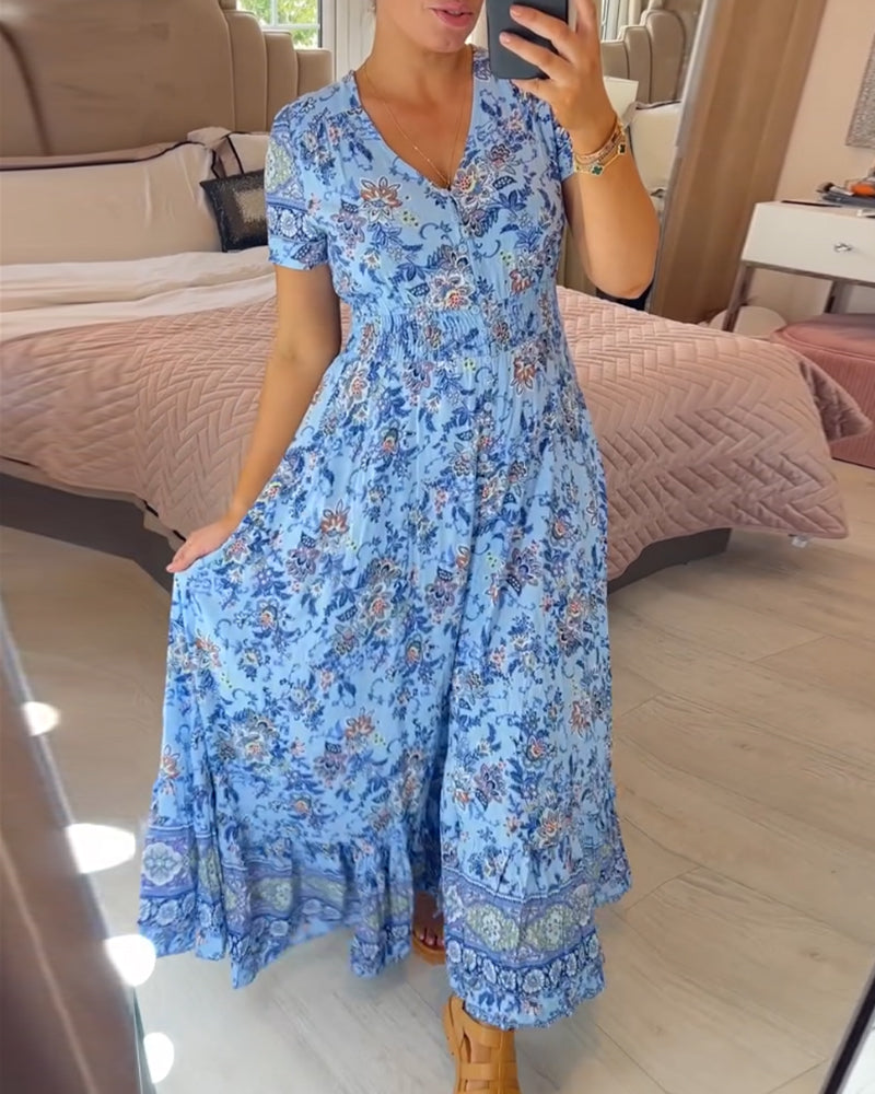 💃Hot Sale - 50% OFF! 🔥Floral print v-neck dress