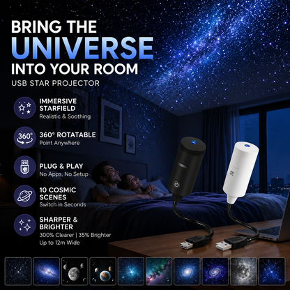 🌌🌙 USB Galaxy Moon Projector Night Light – Rotating Starry Sky, Soothing Sleep Ambience ✨✅