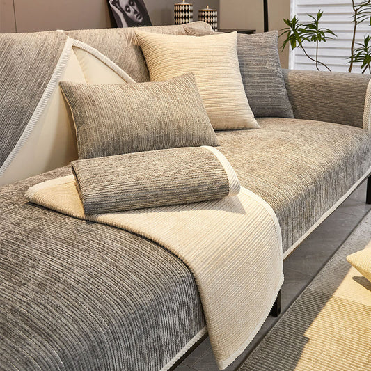 🌟Home Essential🏠️🧼Simple Striped Chenille Anti-scratch Couch Cover