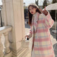 Women's Plaid Synthetic Wool Loose Fit Long Coat