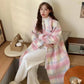 Women's Plaid Synthetic Wool Loose Fit Long Coat