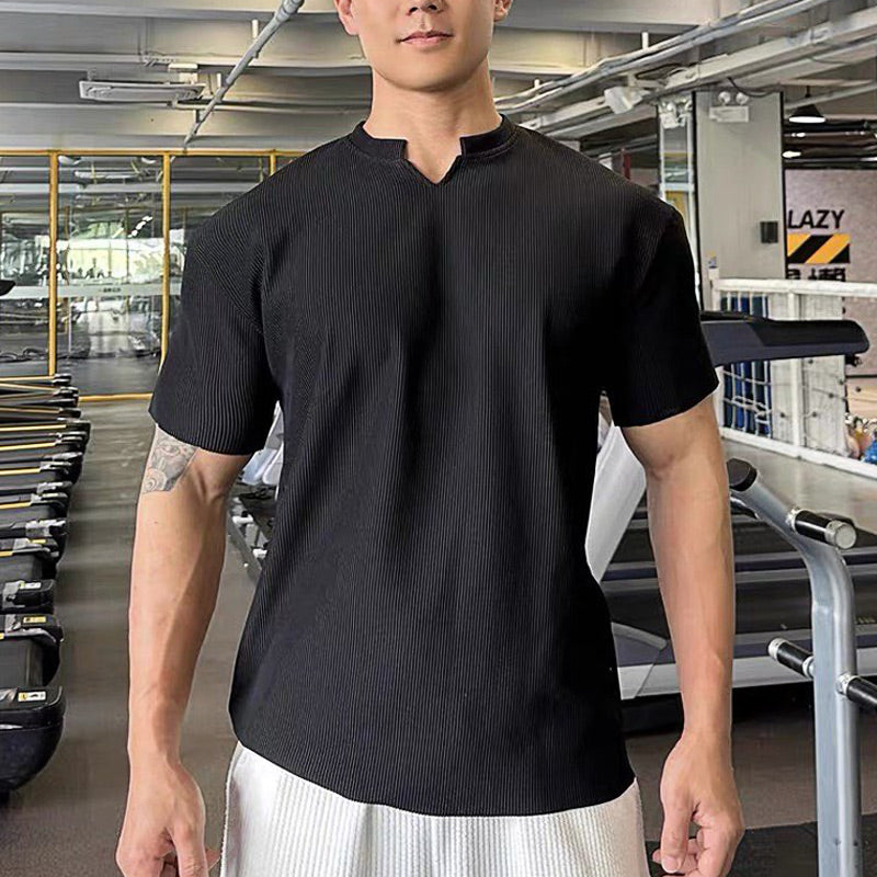 🎁Gran oferta 50% de descuento⏳Camisetas de entrenamiento atlético muscular de manga corta con cuello en V para hombre