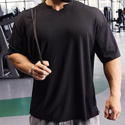 🎁Gran oferta 50% de descuento⏳Camisetas de entrenamiento atlético muscular de manga corta con cuello en V para hombre