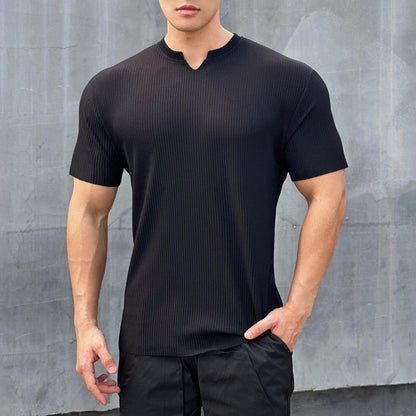 🎁Gran oferta 50% de descuento⏳Camisetas de entrenamiento atlético muscular de manga corta con cuello en V para hombre