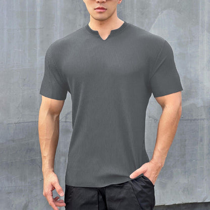 🎁Gran oferta 50% de descuento⏳Camisetas de entrenamiento atlético muscular de manga corta con cuello en V para hombre