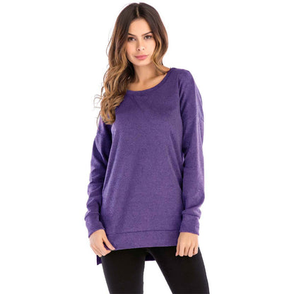 Women's Crewneck Long Sleeves Side Split Tunic Top