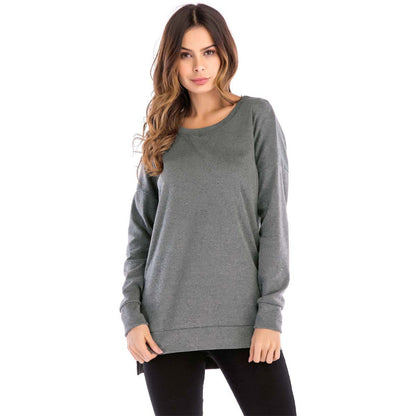 Women's Crewneck Long Sleeves Side Split Tunic Top