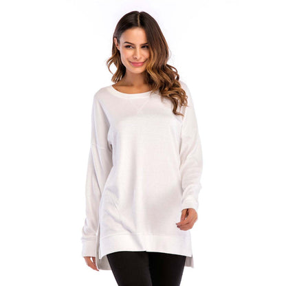 Women's Crewneck Long Sleeves Side Split Tunic Top