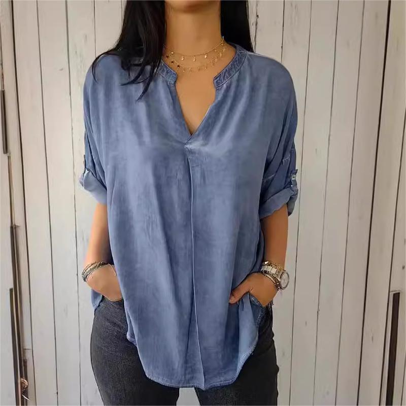 💝Casual Breathable Solid Color V-Neck Top