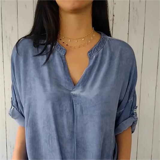 💝Casual Breathable Solid Color V-Neck Top