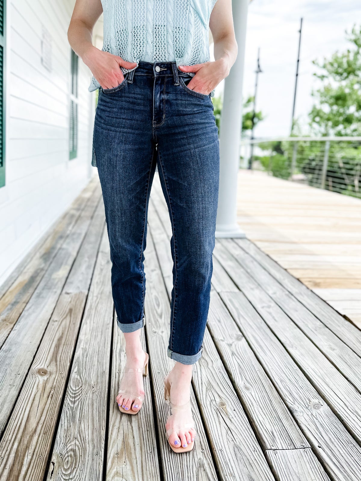 🔥 HOT SALE ！！！👖 Tummy Control Cuffed Slim Fit Jeans