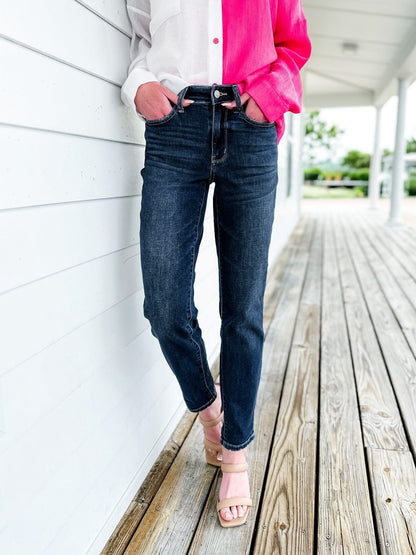 🔥 HOT SALE ！！！👖 Tummy Control Cuffed Slim Fit Jeans