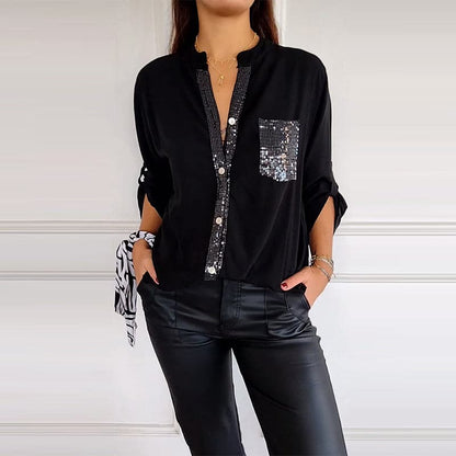 🔥2024 HOT SALE🔥 Casual patchwork top with sequins