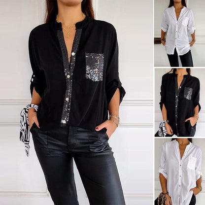 🔥2024 HOT SALE🔥 Casual patchwork top with sequins