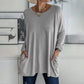 🔥Women's Loose-Fit Long-Sleeve Pocket Tunic with a Flattering Longer Length, Relaxed Silhouette, and Everyday Casual Charm