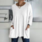 🔥Women's Loose-Fit Long-Sleeve Pocket Tunic with a Flattering Longer Length, Relaxed Silhouette, and Everyday Casual Charm