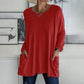 🔥Women's Loose-Fit Long-Sleeve Pocket Tunic with a Flattering Longer Length, Relaxed Silhouette, and Everyday Casual Charm