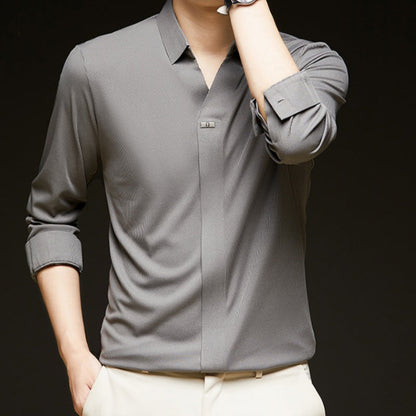 🎉Hot Sale🎉Comfortable Men's Solid Color Long Sleeve Shirt