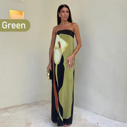 🌸HOT SALE 50% OFF🌸Jaime Abstract Floral Print Elasticated Off Shoulder Vacation Loose Maxi Dress