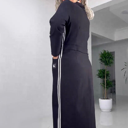 Women's Long Sleeve Button-Down Slit Dress