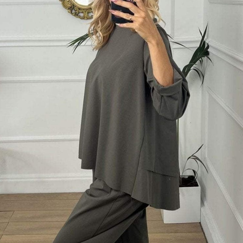 🍂Limited time 50% off🍂Women's Casual Solid Color Long Sleeve 2 Piece Set