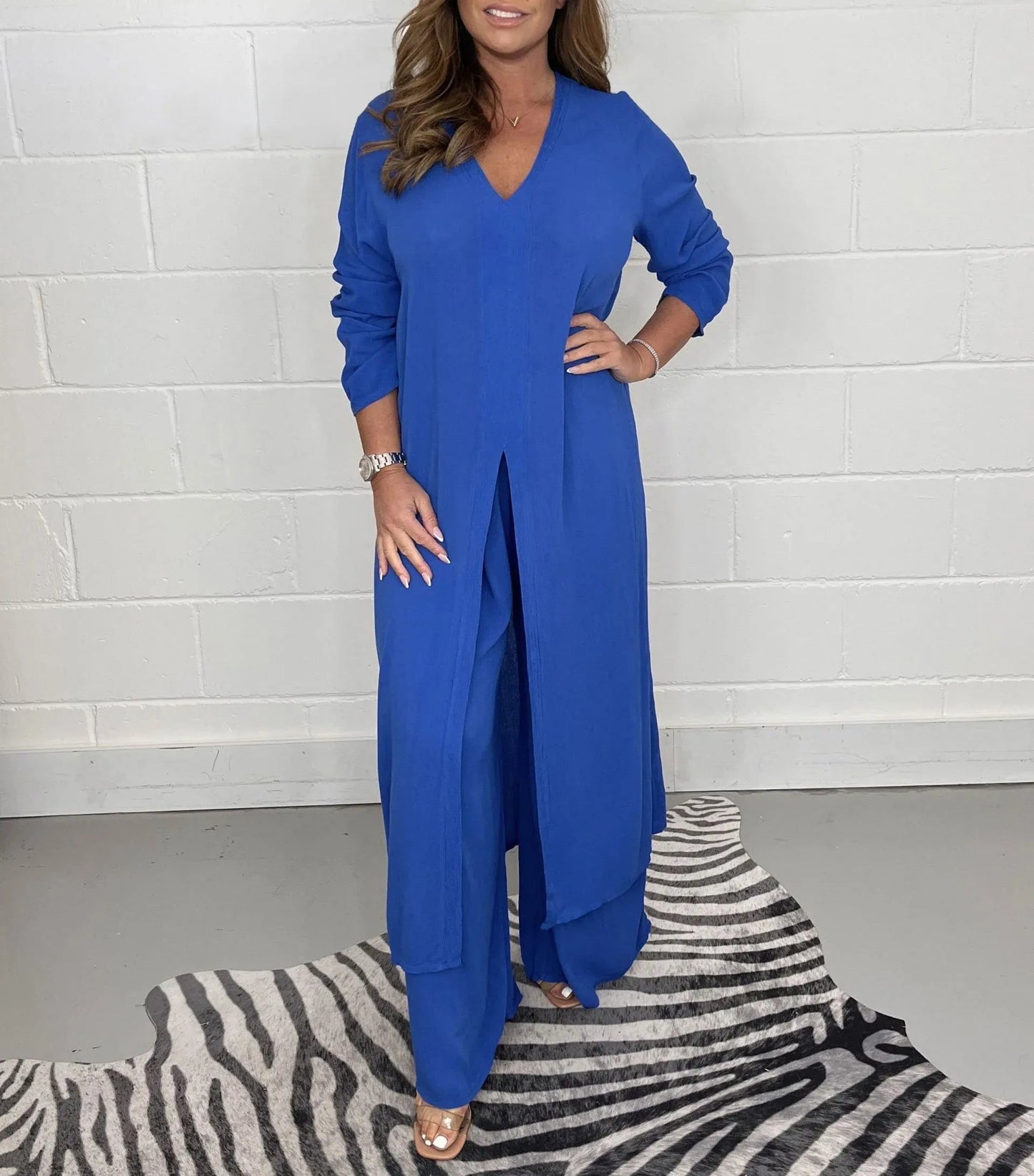💃2026 Hot Sale 50% OFF⏳Two Piece Casual Long Top and Casual Trousers😍