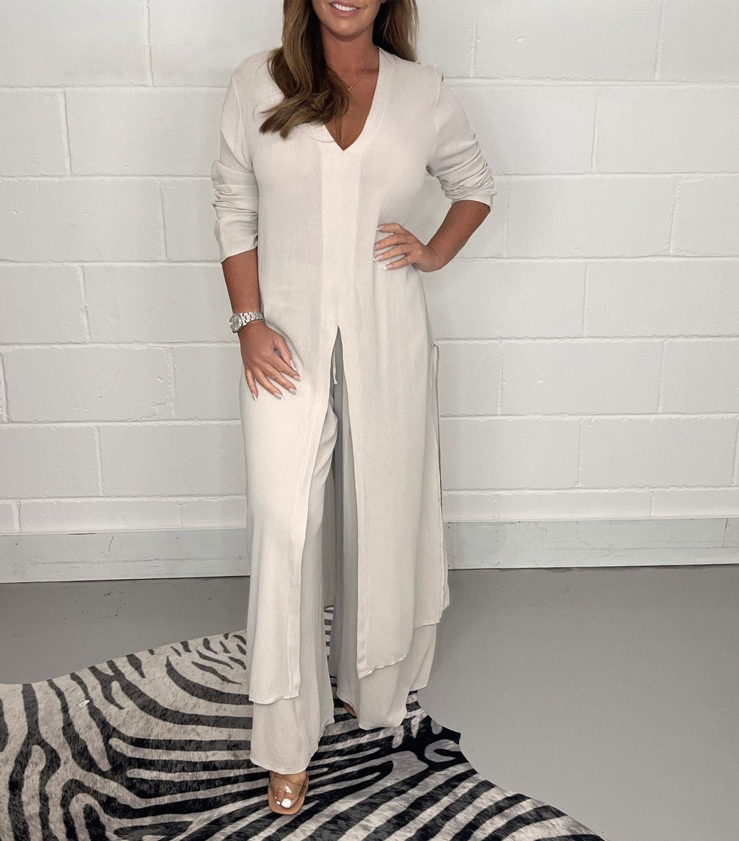 💃2026 Hot Sale 50% OFF⏳Two Piece Casual Long Top and Casual Trousers😍