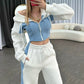 Women’s Trendy Color Block Jacket & Pants 2-Piece Set