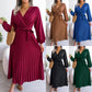 🎅Xmas Sales - 50% OFF🎄Women's Long Length Pleated Wrap Tie Dress
