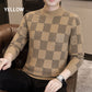 🔥New Year Promotion & Free Shipping🔥Men's Checkered Printed Mock Neck Thickened Pullover Sweater