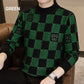🔥New Year Promotion & Free Shipping🔥Men's Checkered Printed Mock Neck Thickened Pullover Sweater