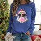 Santa Claus Digital Print Round Neck Long Sleeve Top