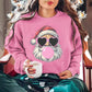 Santa Claus Digital Print Round Neck Long Sleeve Top