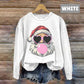 Santa Claus Digital Print Round Neck Long Sleeve Top