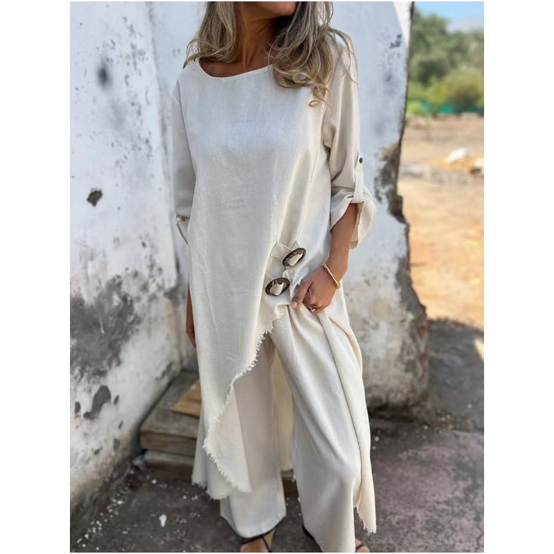 🥰49% OFF💃2025 Spring-summer new dress in cotton and linen + two-piece trousers