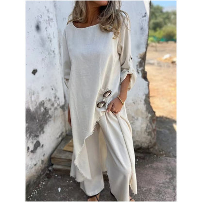 🥰49% OFF💃2025 Spring-summer new dress in cotton and linen + two-piece trousers