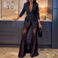 💖Limited Time Sale 58% OFF💖Stylish Blazer & See Through Flared Pants 2 PCS Set