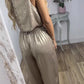 Women’s 2-Piece Glossy Outfit Tank Top & Wide Leg Pants